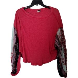 We the Free thermal style mixed media top size XS